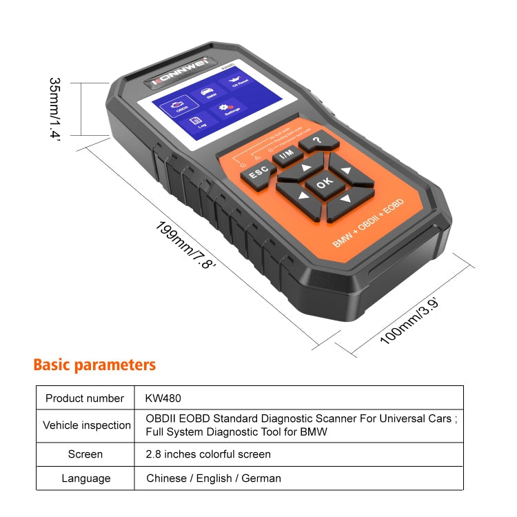 KONNWE KW480 2.8 inch Color Screen OBD2 Car Fault Detector