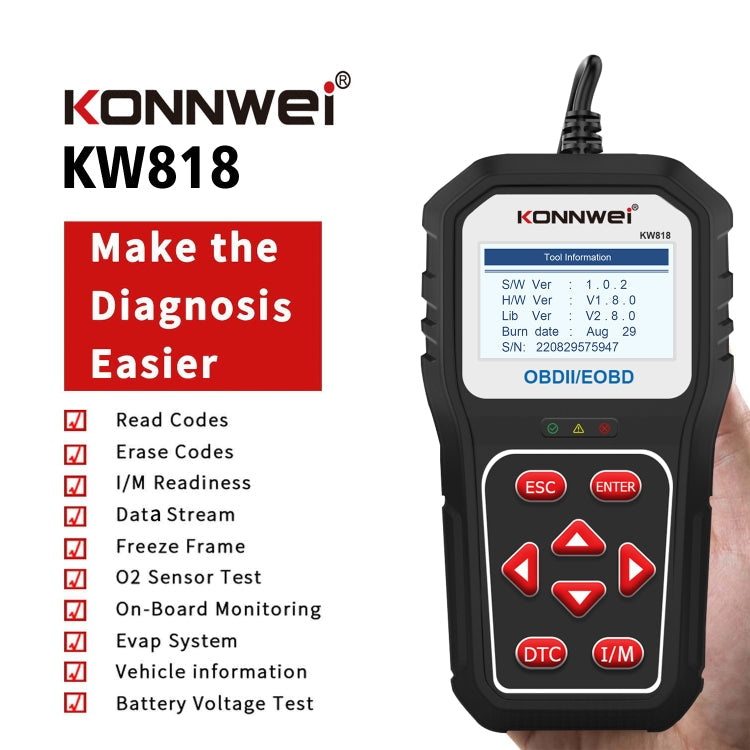 KONNWE KW818 Car OBD2 Bluetooth Fault Detector Diagnostic Tools