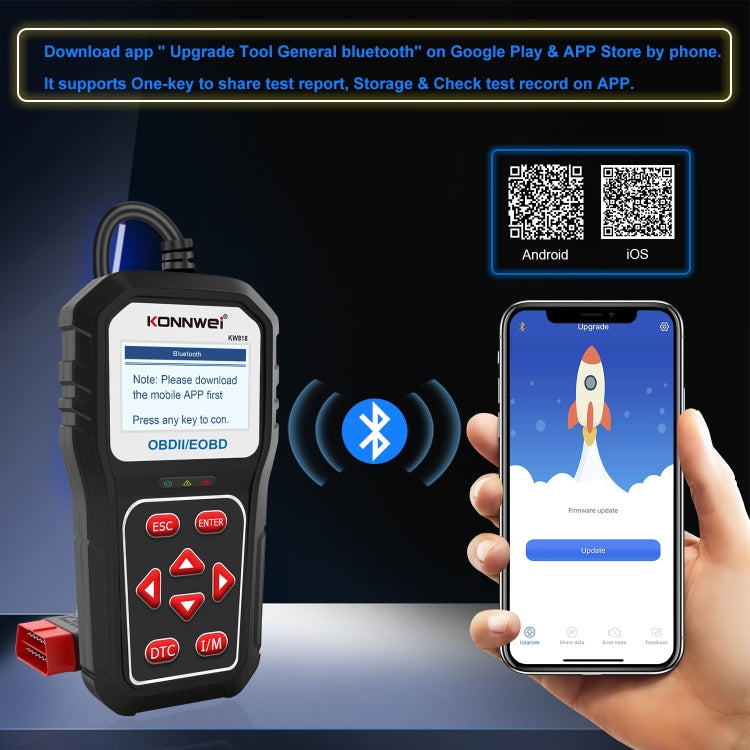 KONNWE KW818 Car OBD2 Bluetooth Fault Detector Diagnostic Tools