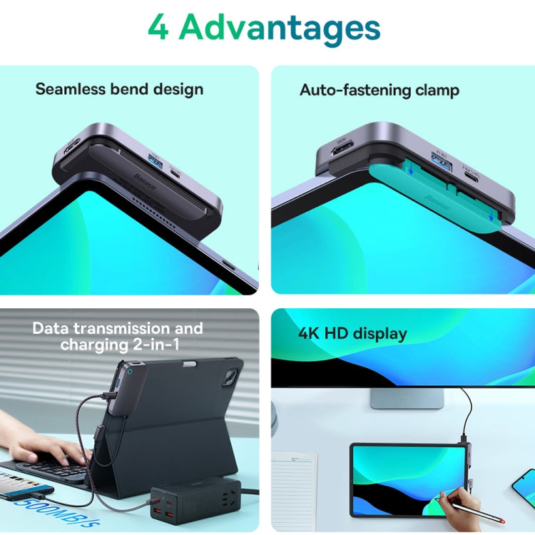 Baseus WKWJ000113 6 in 1 USB-C / Type-C to USB3.0+HDMI+USB-C / Type-C+3.5mm+SD/TF HUB Adapter