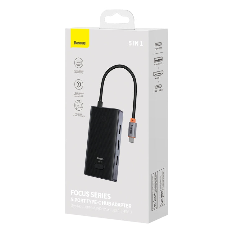 Baseus WKYY030113 5 in 1 USB-C / Type-C to USB3.0x3+HDMI+PD HUB Adapter