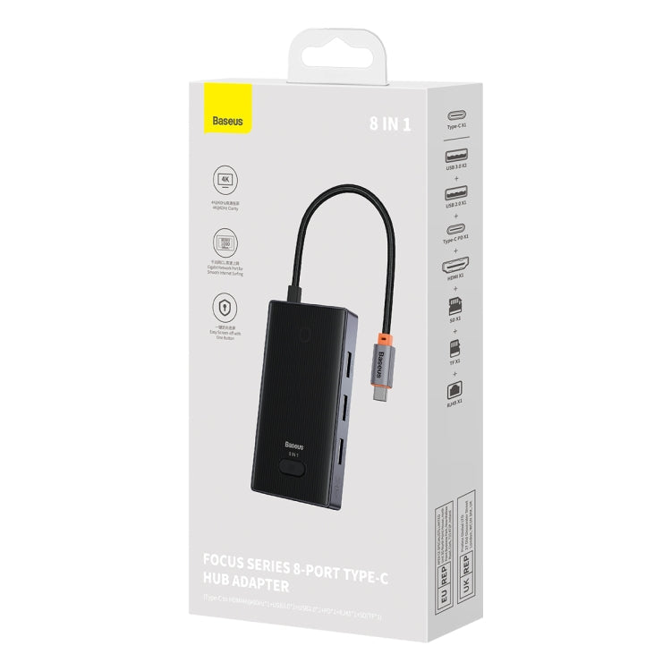 Baseus WKYY030313 8 in 1 USB-C / Type-C to USB3.0x2+USB2.0+PD+HDMI+SD/TF+RJ45 HUB Adapter My Store