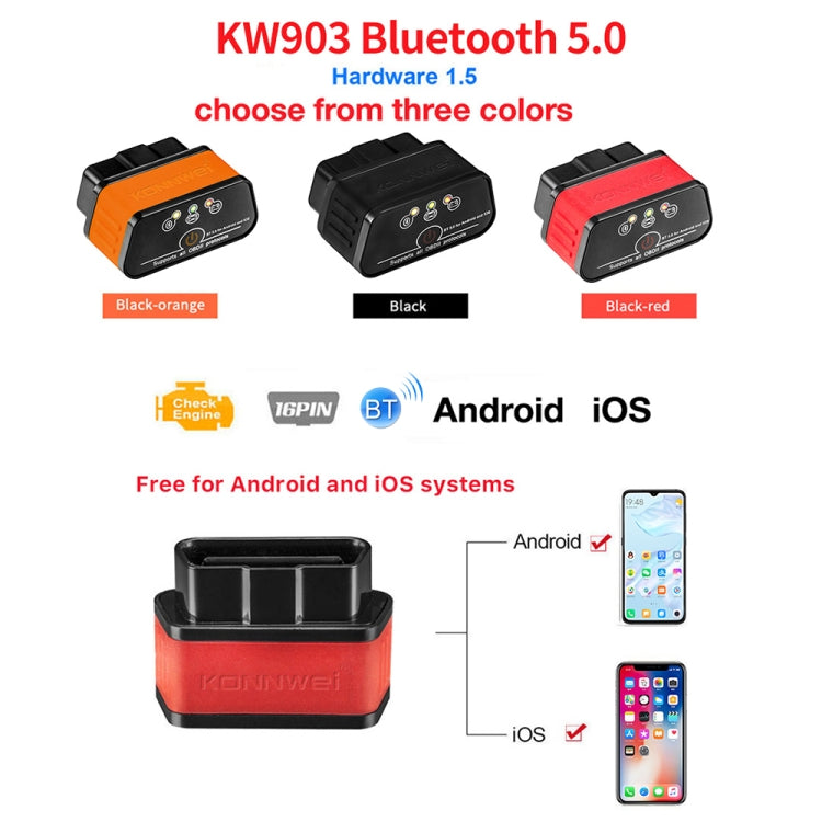 KONNWEI KW903 Bluetooth 5.0 OBD2 Car Fault Diagnostic Scan Tools Support IOS / Android ÎҵÄÉ̵ê