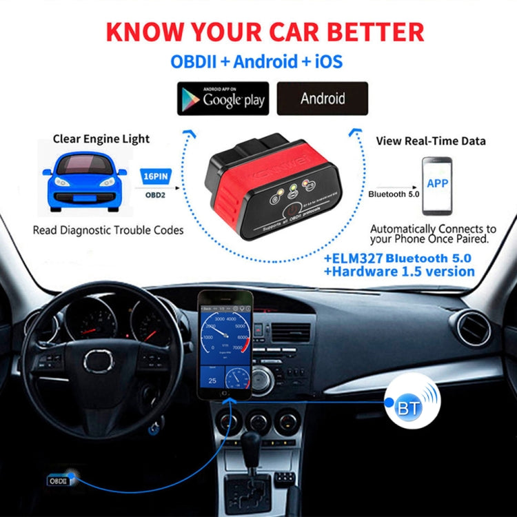 KONNWEI KW903 Bluetooth 5.0 OBD2 Car Fault Diagnostic Scan Tools Support IOS / Android