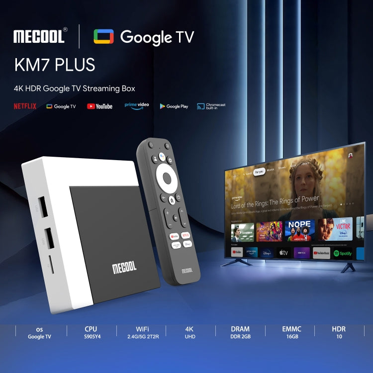 MECOOL KM7 Plus Android 10.0 Smart TV Set Top Box, Amlogic S905Y4 Quad Core, 2GB+16GB Reluova