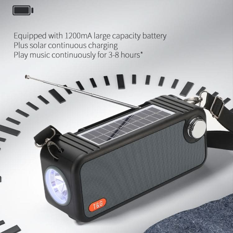 T&G TG637 Outdoor Portable Solar Power Wireless Bluetooth Speaker with FM / Flashlight / TF Card Slot