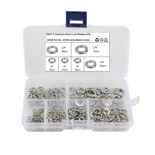 A7648 250 in 1 6 Sizes 304 Stainless Steel Split Lock Spring Washer Kit