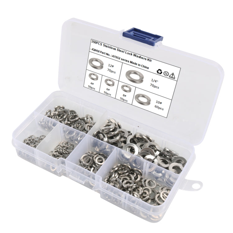 A7652 350 in 1 6 Sizes 304 Stainless Steel Split Lock Spring Washer Kit