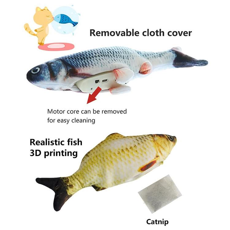 USB Charging Pet Simulation Fish Electric Cat Interactive Toy, Size：30cn - Reluova