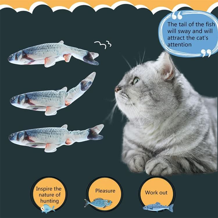 USB Charging Pet Simulation Fish Electric Cat Interactive Toy, Size：30cn - Reluova