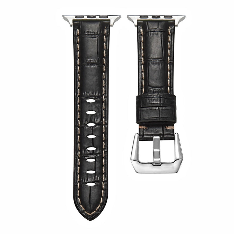 Silver Buckle Genuine Leather Watch Band