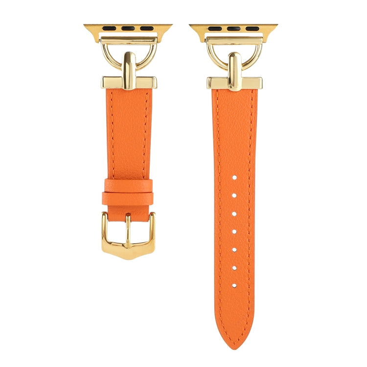 D-Buckle Plain Genuine Leather Watch Band