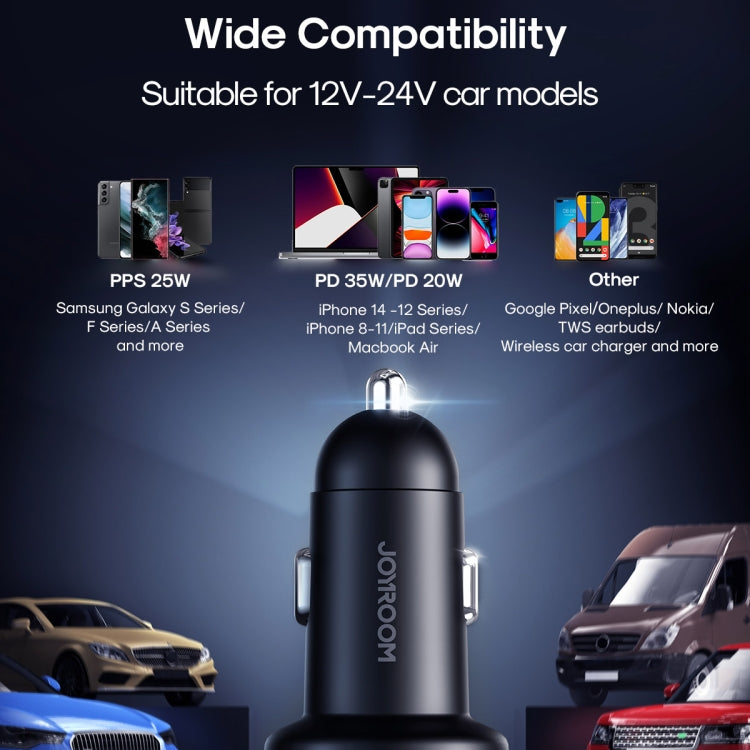 JOYROOM JR-CCD01 53W QC + PD Dual Port Digital Display Car Charger