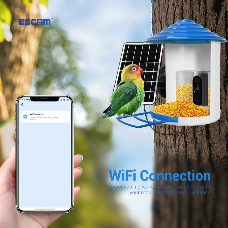 ESCAM PT389 IP66 Waterproof 2MP PIR Motion Detection Two-way Audio Night Vision WiFi Camera with AI Bird Recognition Bird Watching House