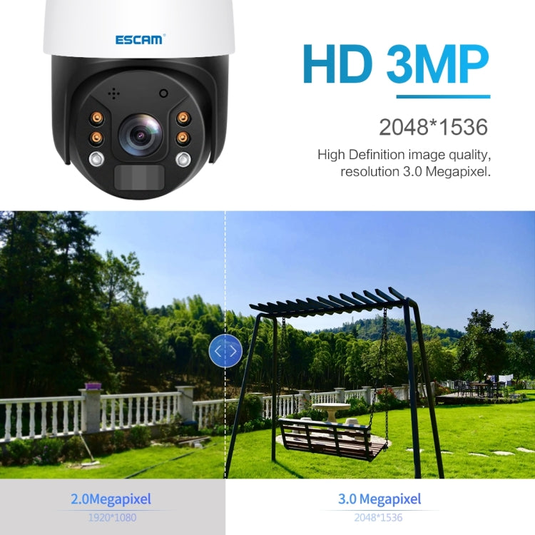 ESCAM QF724 3MP 24h Recording Cloud Storage PT 4G PIR Alarm IP Camera with Solar Panel