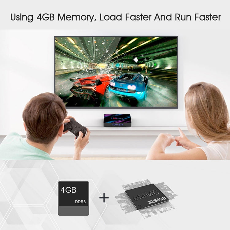 H96 Max-3318 4K Ultra HD Android TV Box with Remote Controller, Android 10.0, RK3318 Quad-Core 64bit Cortex-A53, 4GB+32GB, Support TF Card / USBx2 / AV / Ethernet