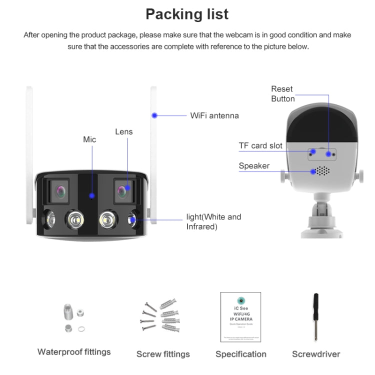 Q38 WIFI Humanoid Recognition AI Alarm 180 Degree Dual 2MP IP Camera