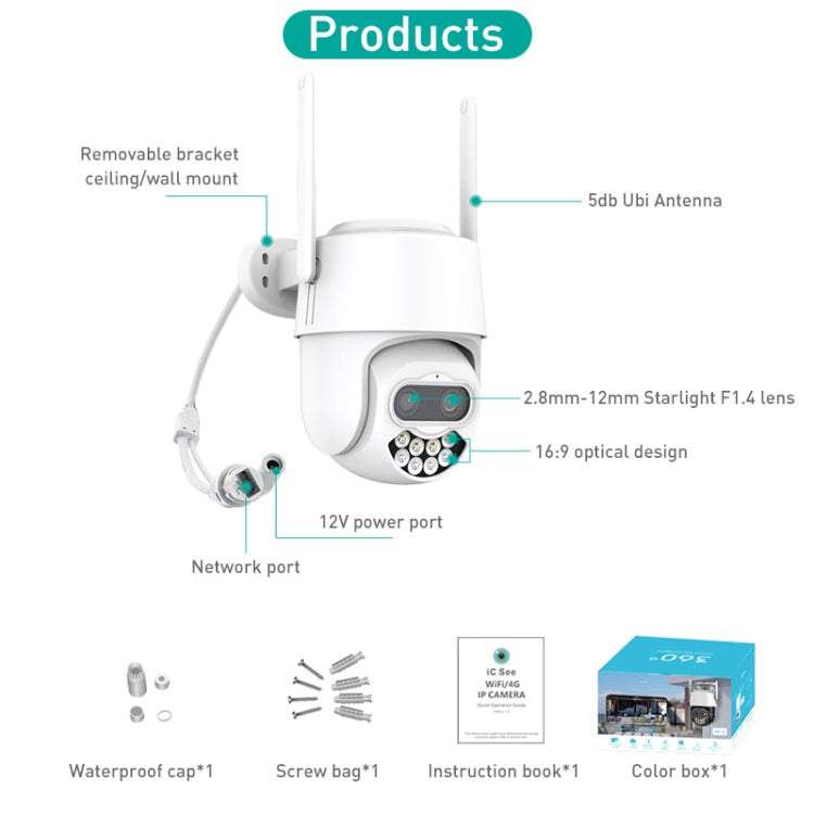 QX82 400W Dual Screen Dual Channel Synchronous Monitoring IP Camera Reluova