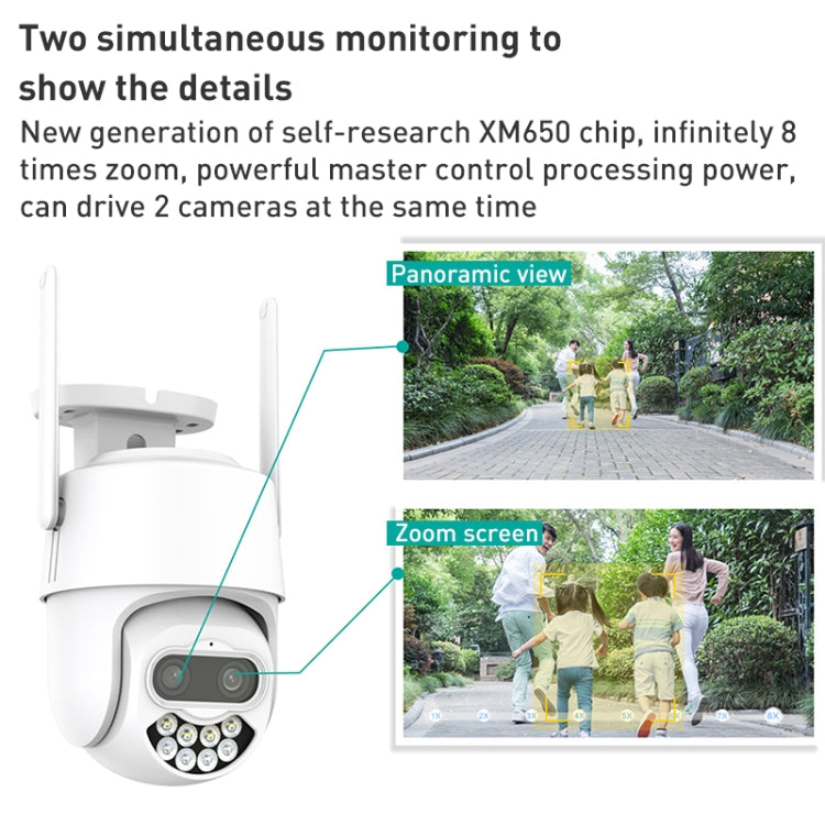 QX82 400W Dual Screen Dual Channel Synchronous Monitoring IP Camera Reluova