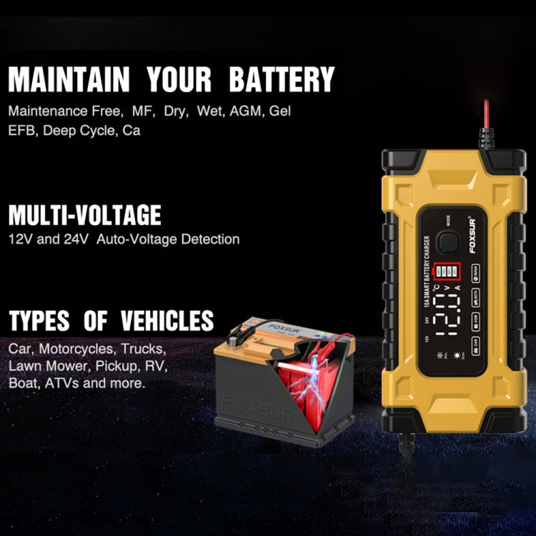 FOXSUR 12V / 24V / 10A Car / Motorcycle Battery Smart Repair Lead-acid Battery Charger ÎҵÄÉ̵ê