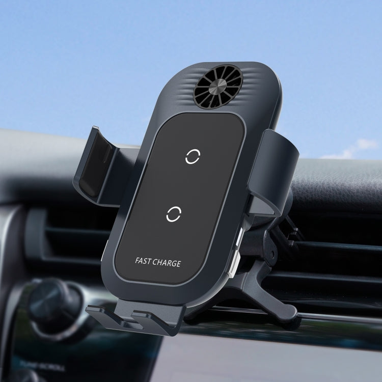 C35 Fan Cooling Dual Coil Car Phone Holder Wireless Charger ÎҵÄÉ̵ê