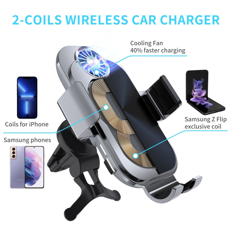 C36 Fan Cooling Dual Coil Car Phone Holder Wireless Charger ÎҵÄÉ̵ê