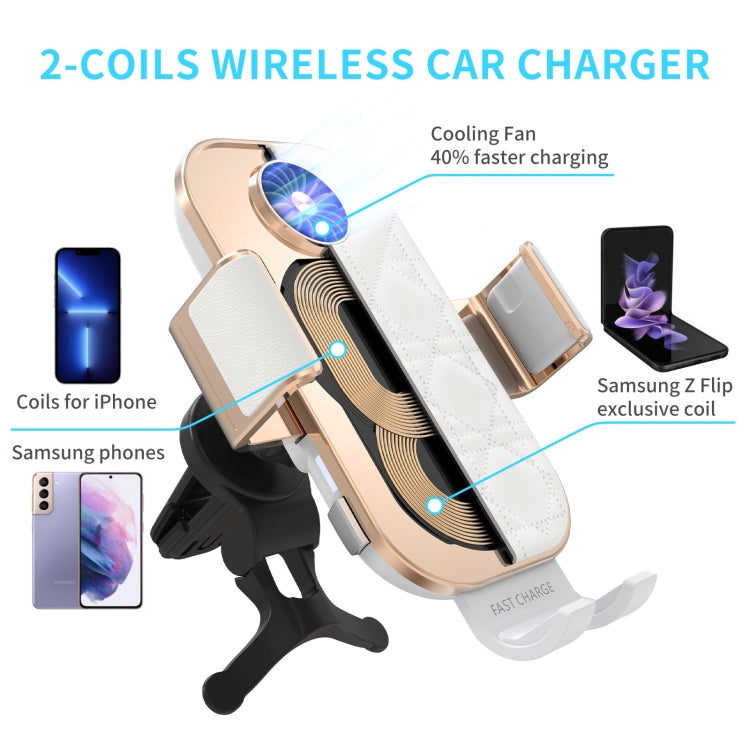 C38 Fan Cooling Dual Coil Car Phone Holder Wireless Charger ÎҵÄÉ̵ê