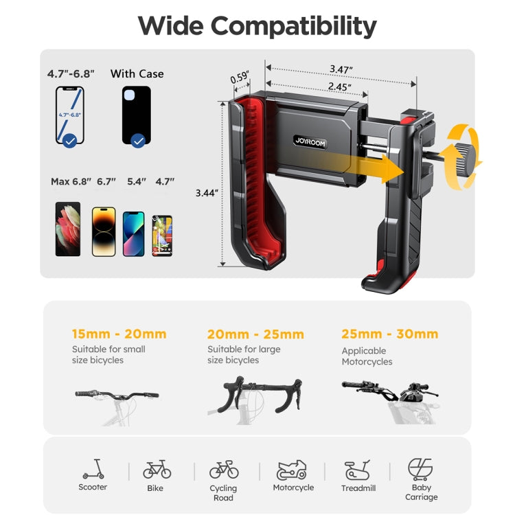 JOYROOM JR-ZS266 Bicycle Handle Phone Mount Compatible with 4.7-6.8 inch