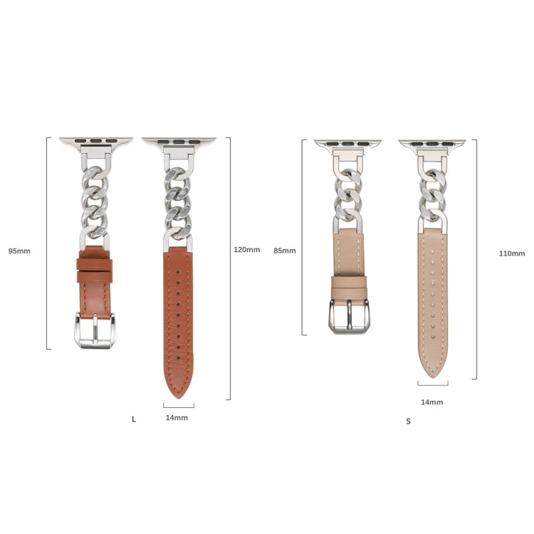 Chain Genuine Leather Watch Band For Apple Watch Series 8&7 41mm / SE 2&6&SE&5&4 40mm / 3&2&1 38mm