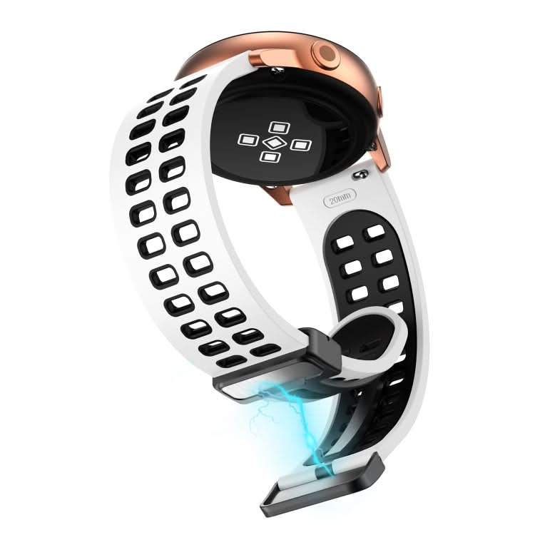 Double-row Hole Folding Black Buckle Two-color Silicone Watch Band