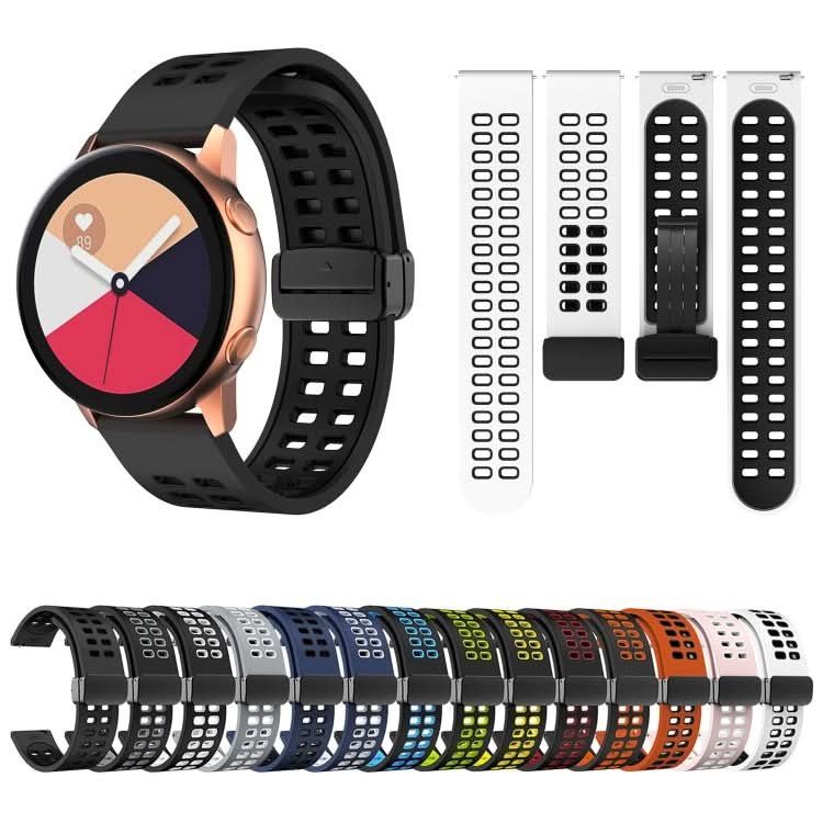 Double-row Hole Folding Black Buckle Two-color Silicone Watch Band