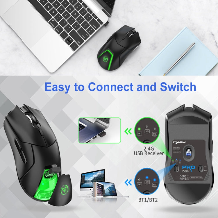 HXSJ T40 7 Keys 4000DPI Three-mode Colorful Backlight Wireless Gaming Mouse Rechargeable My Store