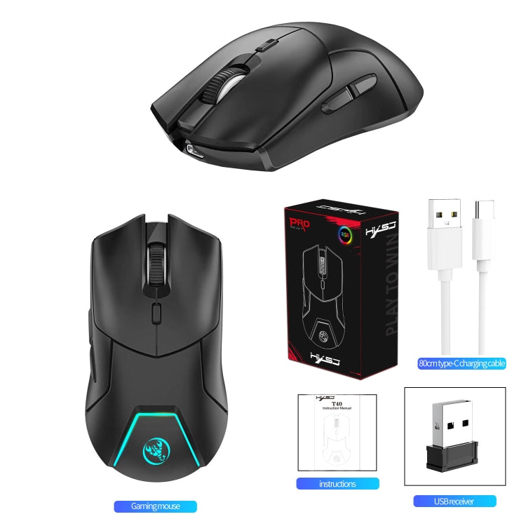 HXSJ T40 7 Keys 4000DPI Three-mode Colorful Backlight Wireless Gaming Mouse Rechargeable My Store