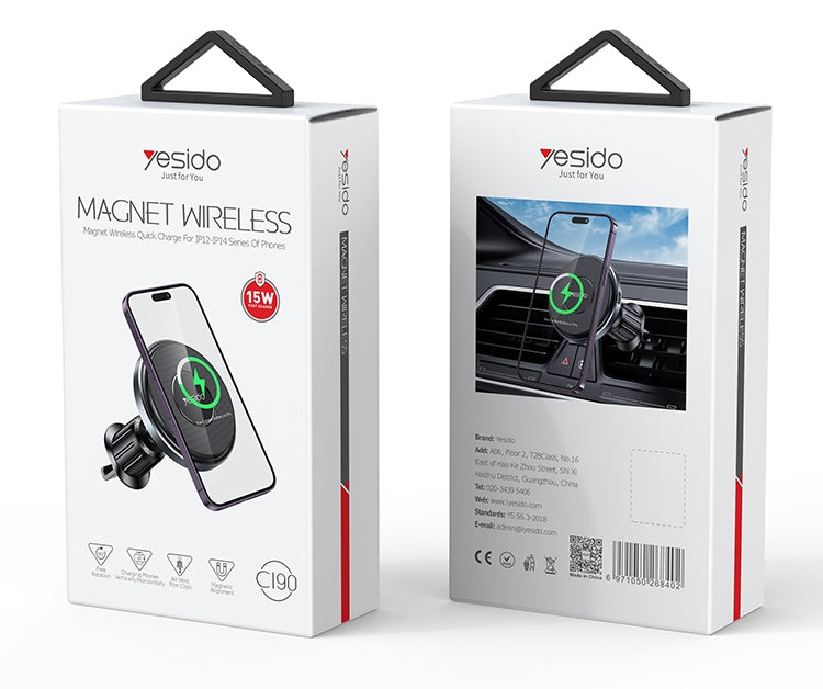 Yesido C190 15W Magsafe Magnetic Car Air Vent Wireless Charger