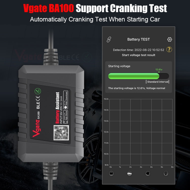 Vgate BA100 Car 12V Bluetooth 4.0 Battery Assistant Analyzer Tester ÎҵÄÉ̵ê