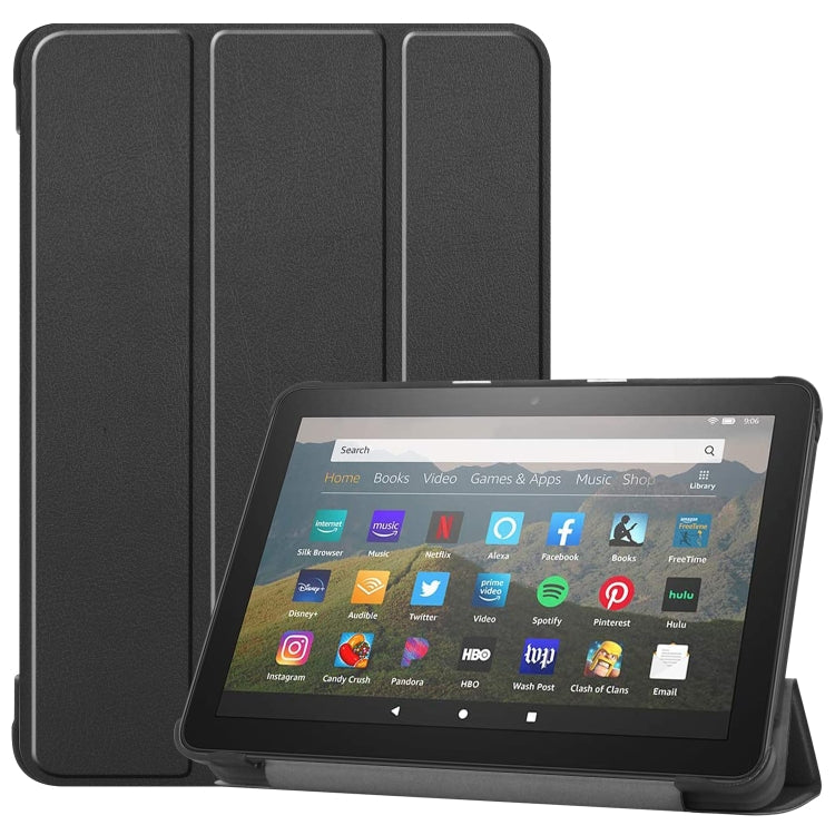 For Kindle Fire HD 8 (2020) Custer Pattern Pure Color Horizontal Flip Leather Case with Three-folding Holder & Wake-up / Sleep Function My Store