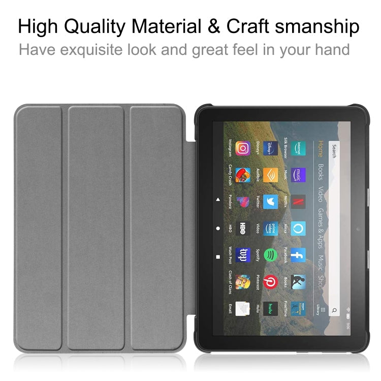 For Kindle Fire HD 8 (2020) Custer Pattern Pure Color Horizontal Flip Leather Case with Three-folding Holder & Wake-up / Sleep Function My Store