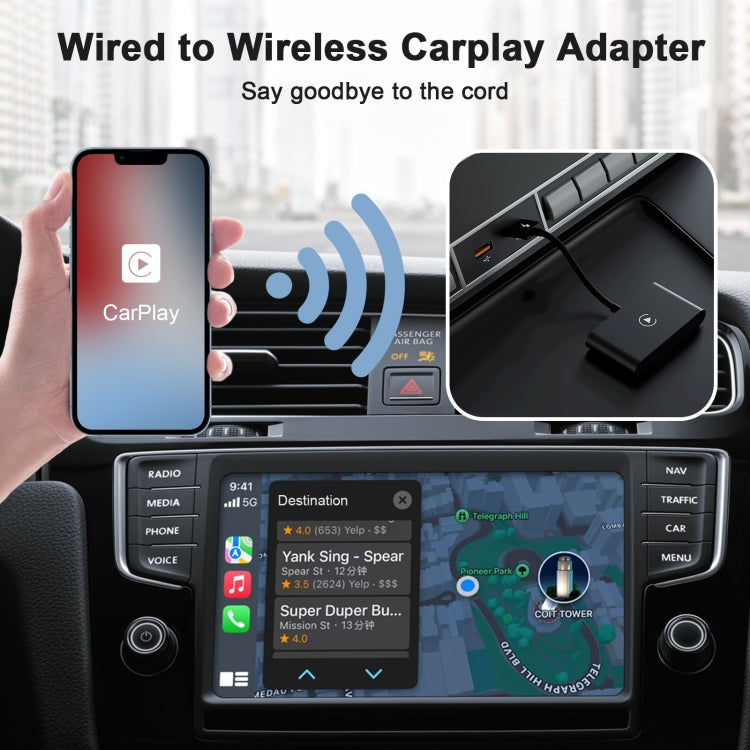 THT-020-2 USB + USB-C / Type-C Wired to Wireless Carplay Adapter for iPhone ÎҵÄÉ̵ê