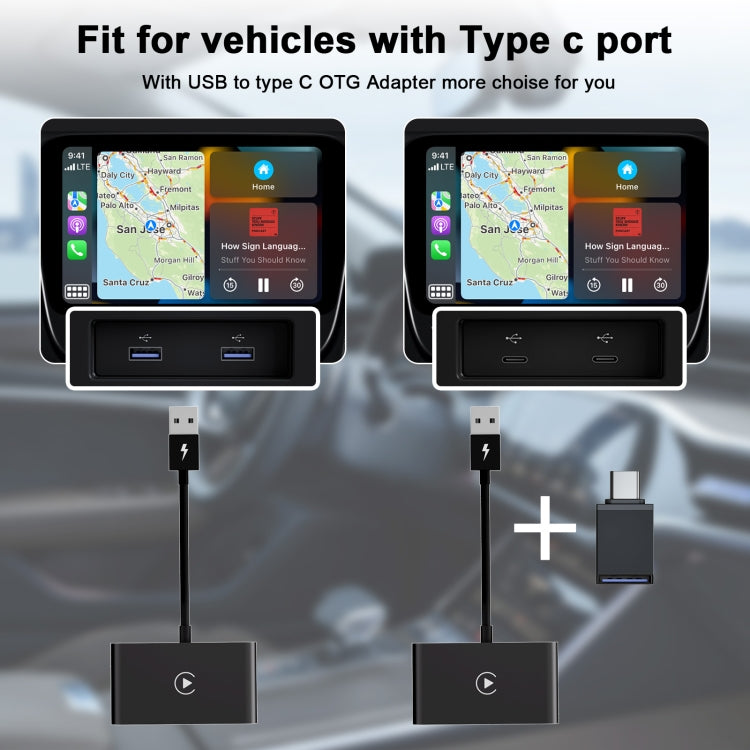 THT-020-2 USB + USB-C / Type-C Wired to Wireless Carplay Adapter for iPhone ÎҵÄÉ̵ê