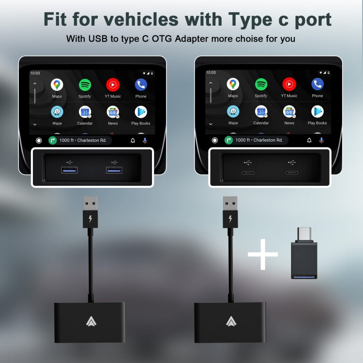 THT-020-2+ USB + USB-C / Type-C Wired to Wireless Carplay Adapter for Android Smartphone ÎҵÄÉ̵ê