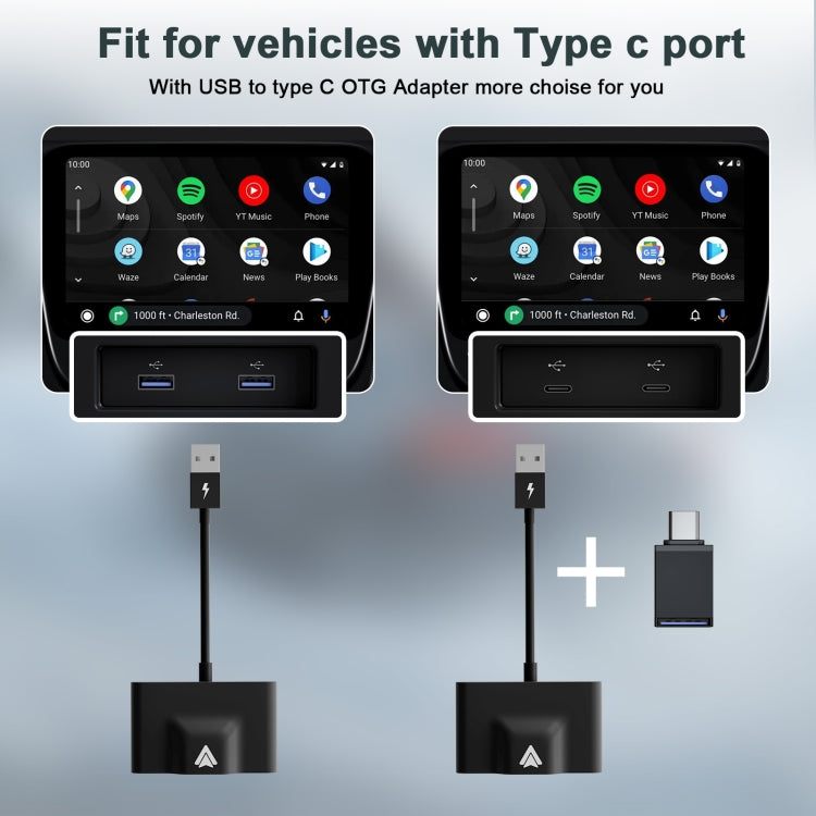 THT-020-3+ USB + USB-C / Type-C Wired to Wireless Carplay Adapter for Android Smartphone ÎҵÄÉ̵ê