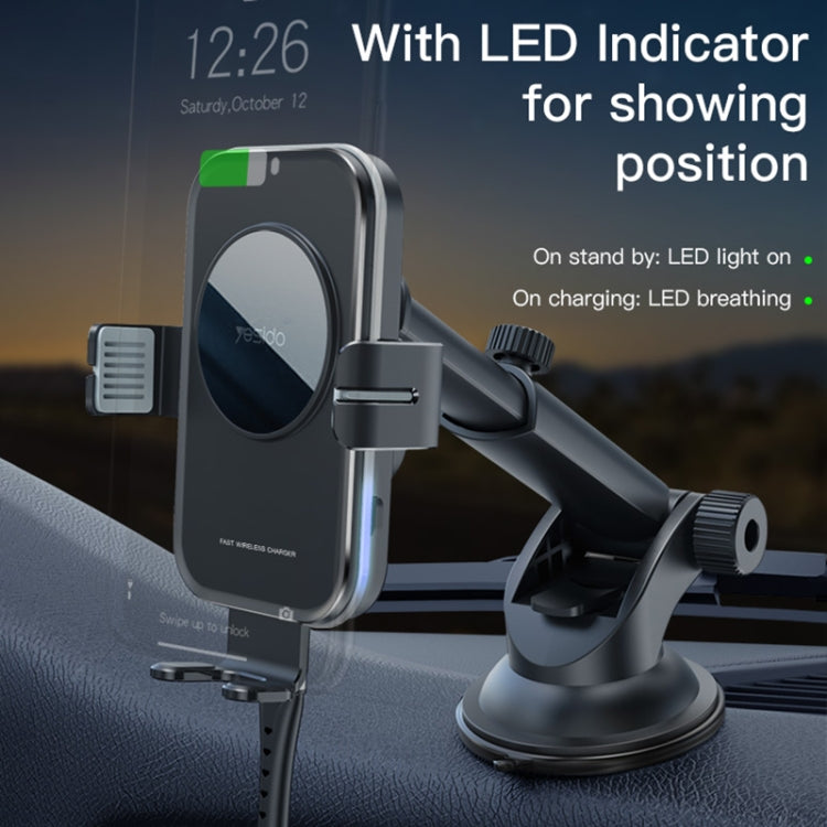 Yesido C118 15W Car Wireless Fast Charger Smart Induction Suction Cup Phone Holder