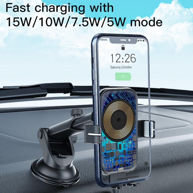 Yesido C118 15W Car Wireless Fast Charger Smart Induction Suction Cup Phone Holder