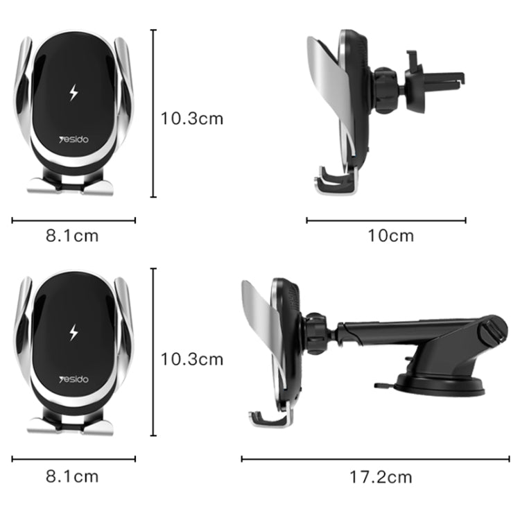 Yesido C78 Car Automatic Clamping 15W Qi Wireless Charger Phone Holder