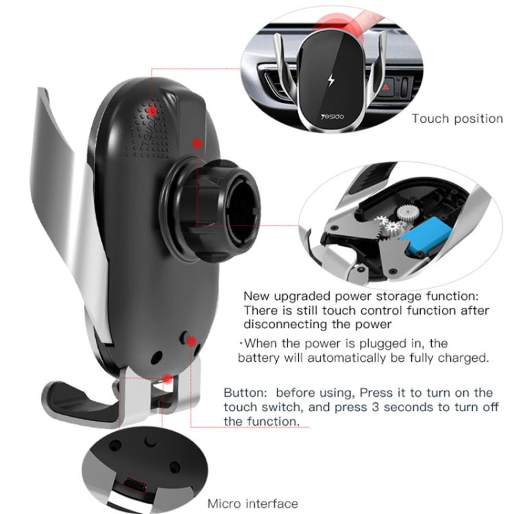 Yesido C78 Car Automatic Clamping 15W Qi Wireless Charger Phone Holder ÎҵÄÉ̵ê