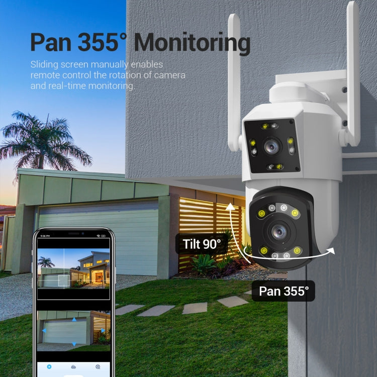 ESCAM PT210 2x3MP Dual Lens Dual Screen Monitor WiFi Camera Support Two-way Voice & Motion Detection & Cloud Storage