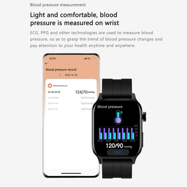 GT22 1.85 inch TFT Screen Silicone Band Health Smart Watch, Support Bluetooth Call / Plateau Blood Oxygen / Body Temperature / Arrhythmia / TI Heart Rate Monitoring