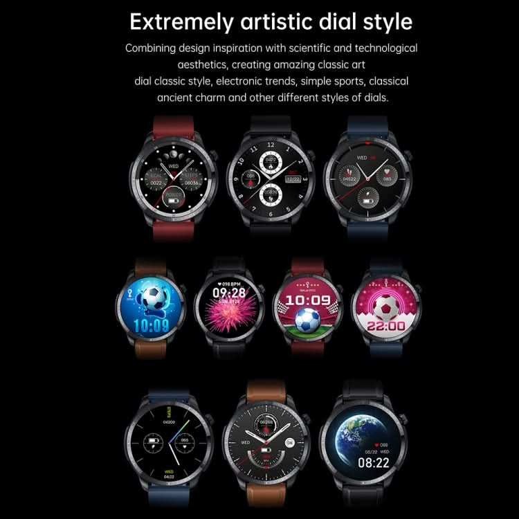 T52 1.39 inch IP67 Waterproof Leather Band Smart Watch Supports Bluetooth Call / Blood Oxygen / Body Temperature Monitoring