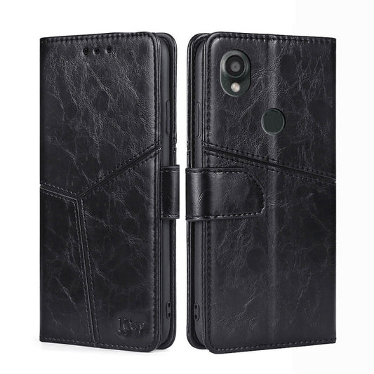 Geometric Stitching Leather Phone Case