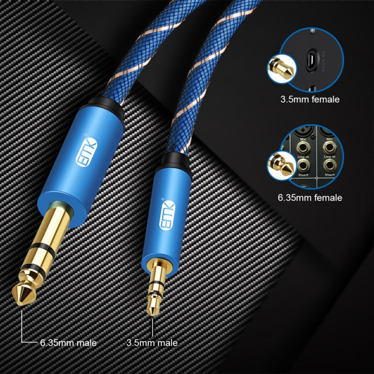 EMK 3.5mm Jack Male to 6.35mm Jack Male Gold Plated Connector Nylon Braid AUX Cable for Computer / X-BOX / PS3 / CD / DVD My Store